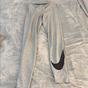 Nike Heather Gray Leggings with Black Logo